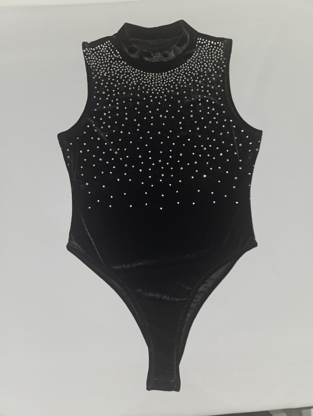 Black Velvet Rhinestone One-Piece